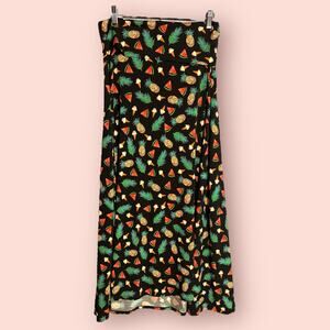 Lularoe Maxi Skirt Ice Cream Pineapple Watermelon Fold Over Summer Funky Small